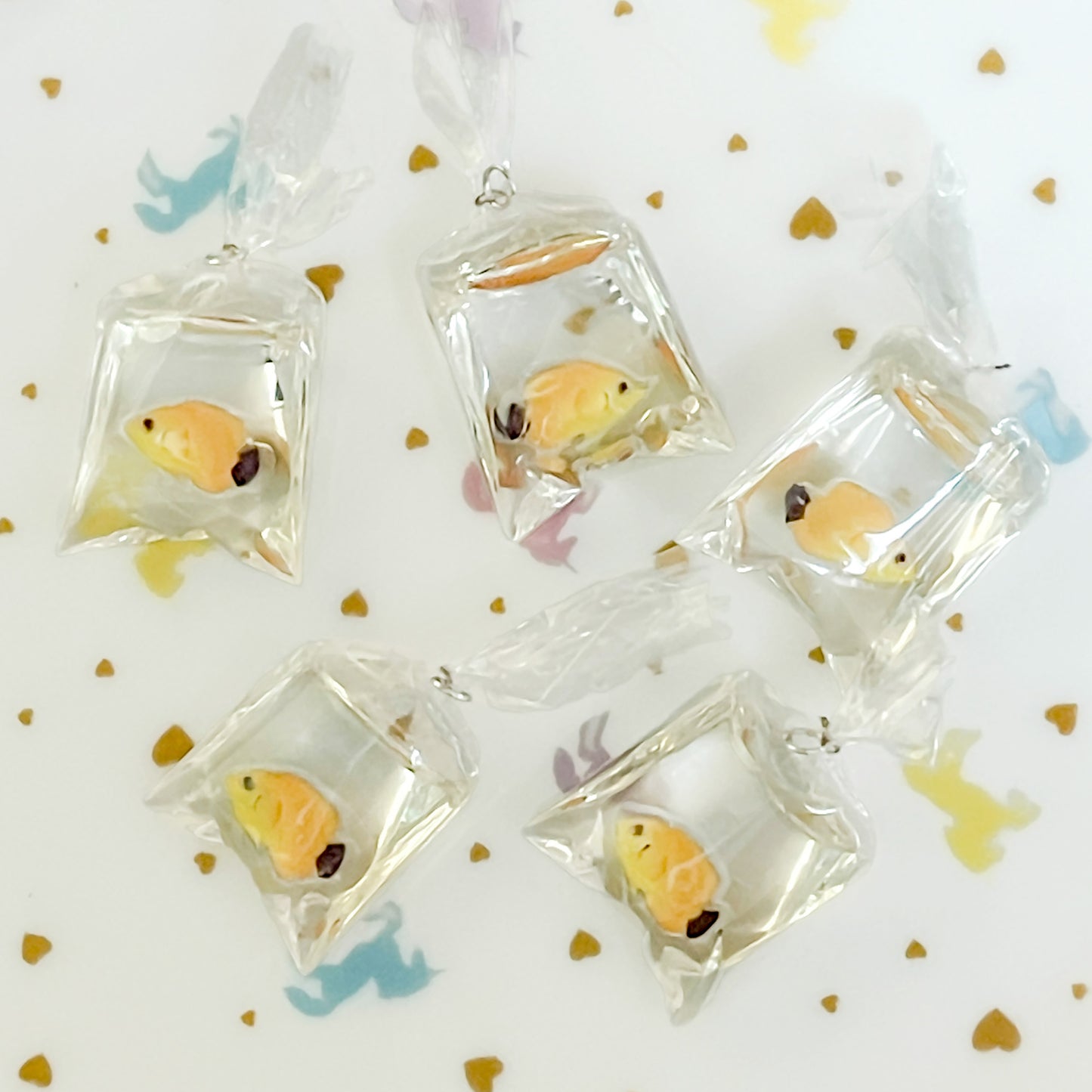 1 x Yellow Black Fairground fish in a bag charm