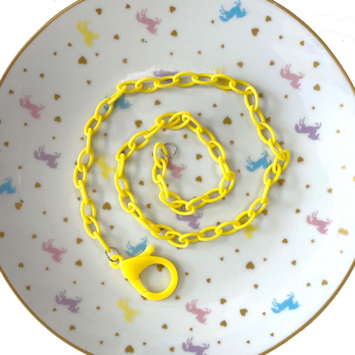 Yellow plastic colour necklace chain