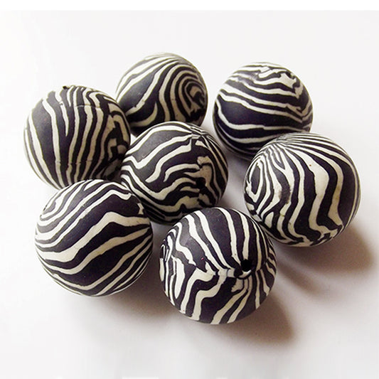 8 zebra stripe polymer clay beads 18mm