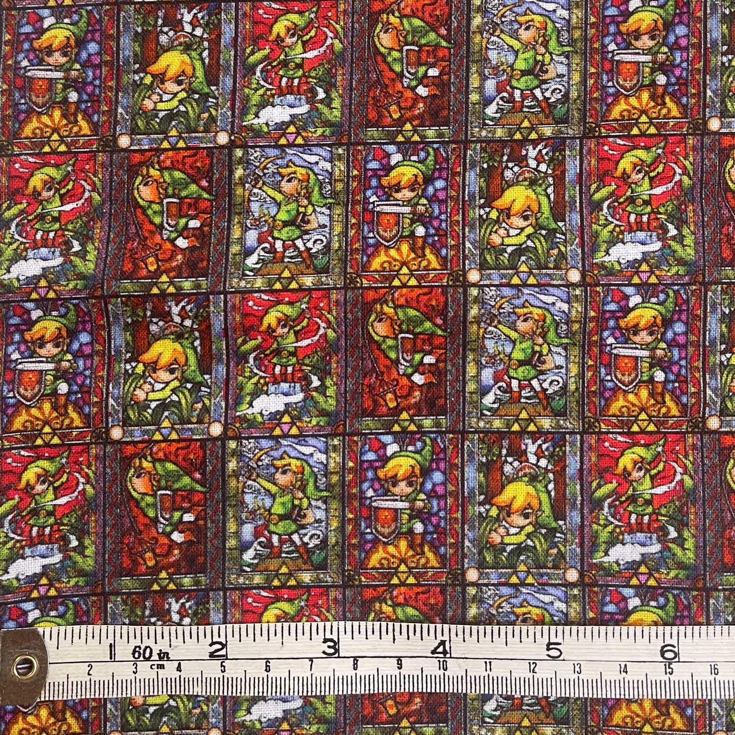 Zelda stained glass design 100% cotton fabric