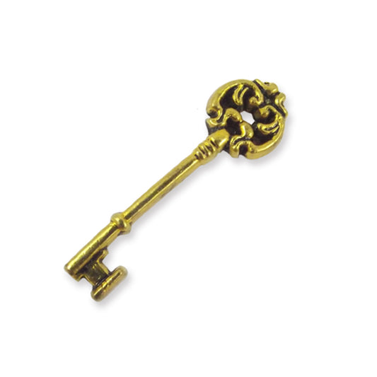 2 x filigree key charms, gold colour