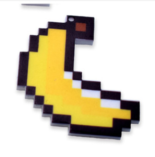 Pixel Banana printed charm, 4.5cm