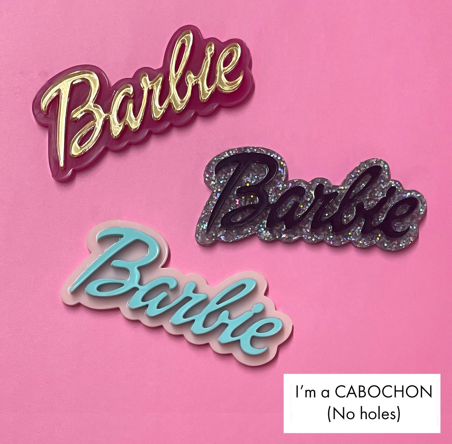 Cabochon Barbie text logo deluxe