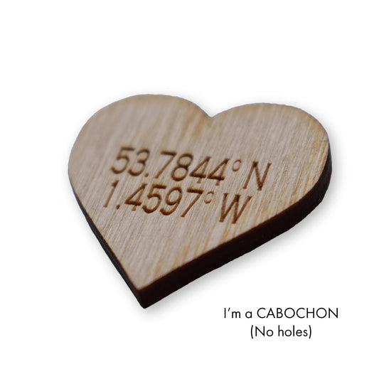 Cabochon Heart CUSTOM coordinates laser cut