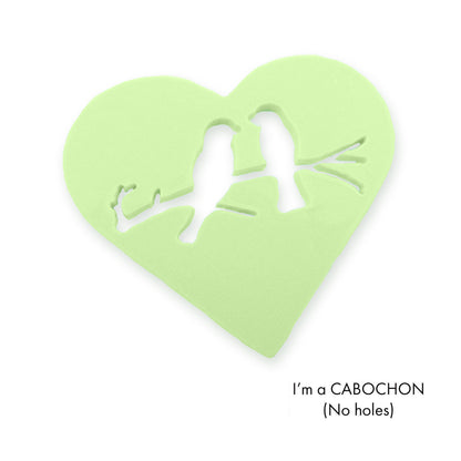 Cabochon love birds heart laser cut
