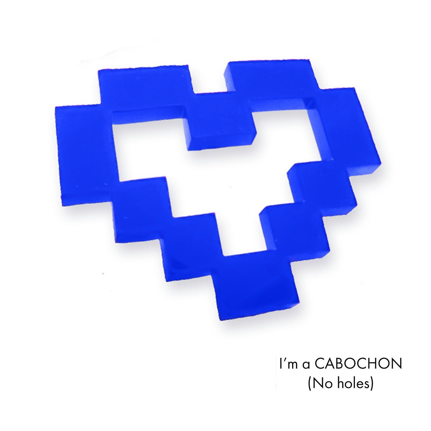 Cabochon hollow pixel heart laser cut