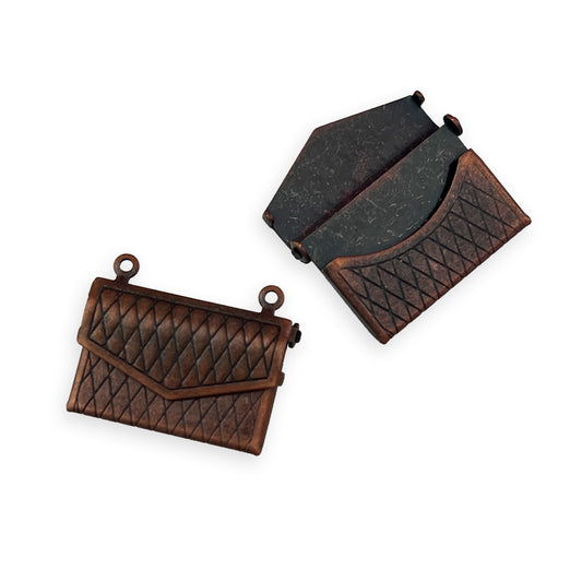 2 x Envelope lockets, dark copper colour