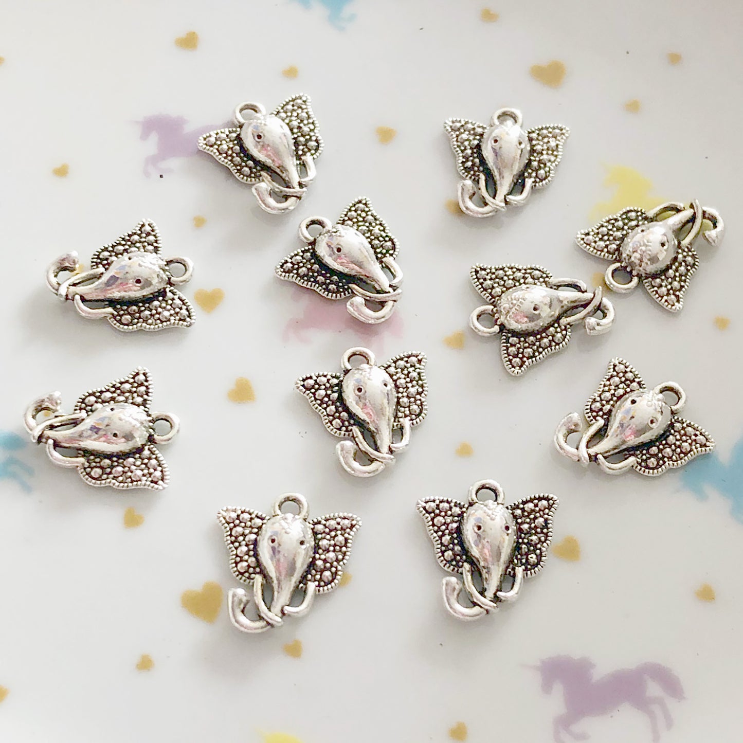 4 elephant charms, antique silver