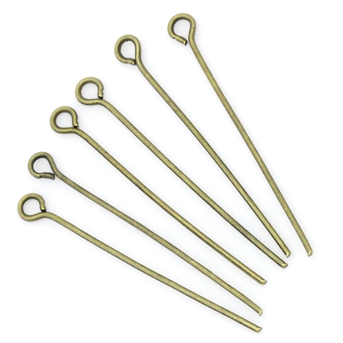 50 Antique bronze 50mm eye pins