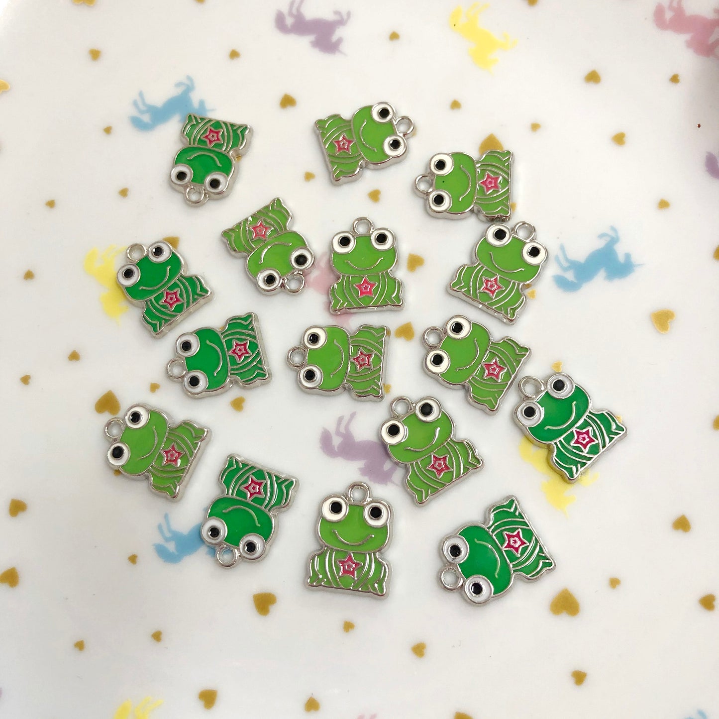 Frog enamel charm