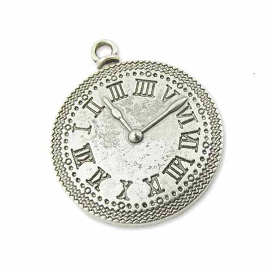 1 x large silver colour clock charm design 2