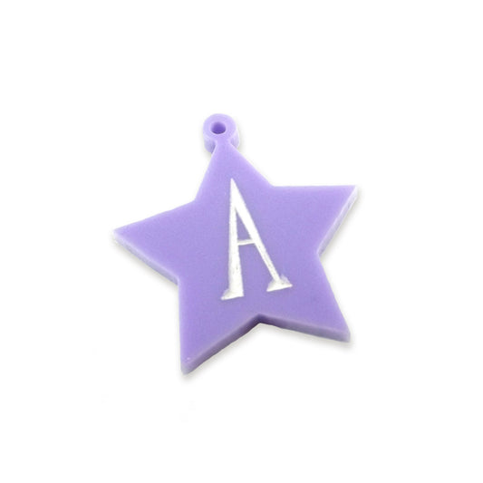 Letter engraved star laser cut charm