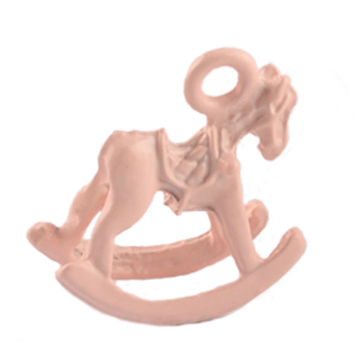 6 x Metal rocking horse charms, light pink