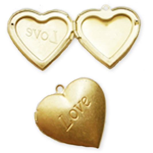 2 x Love heart locket, antique gold colour