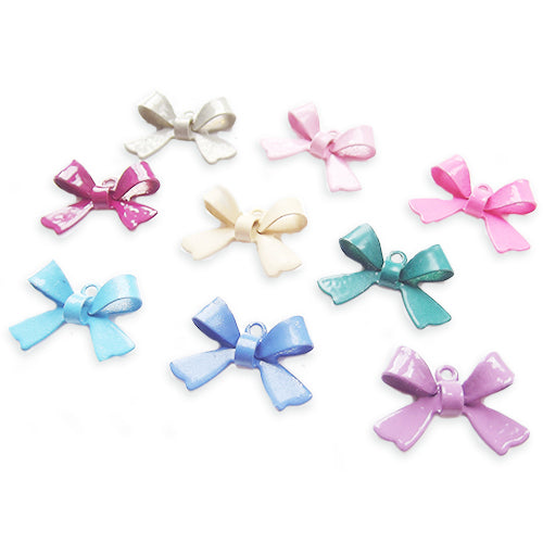 8 metal bow charm conectors mix colour