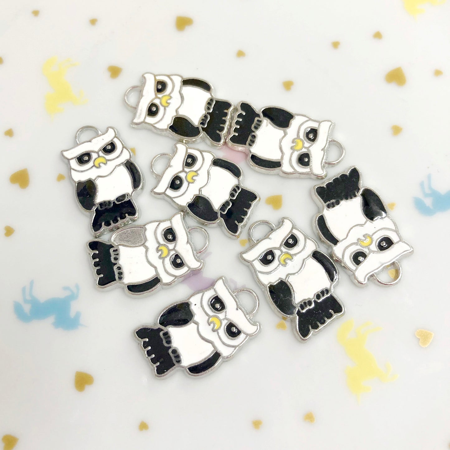 Owl enamel charm