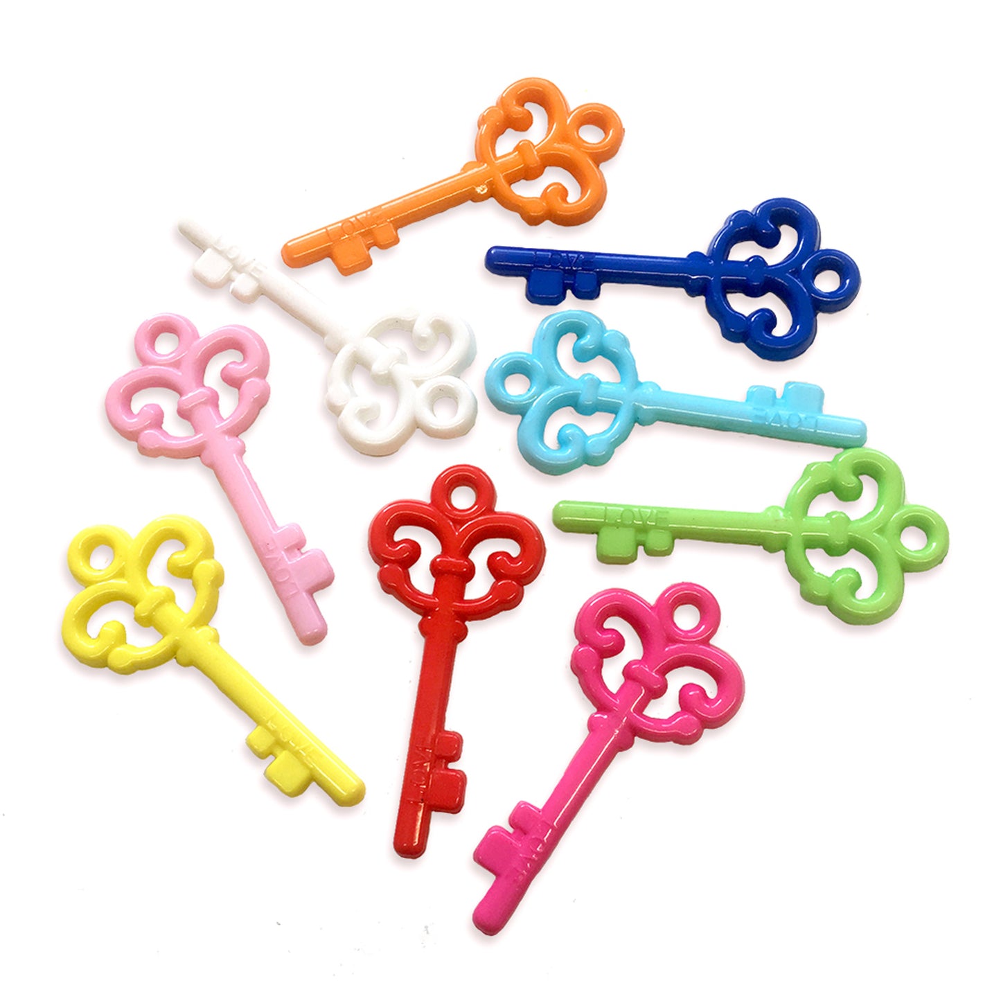 4 large fancy key plastic charms