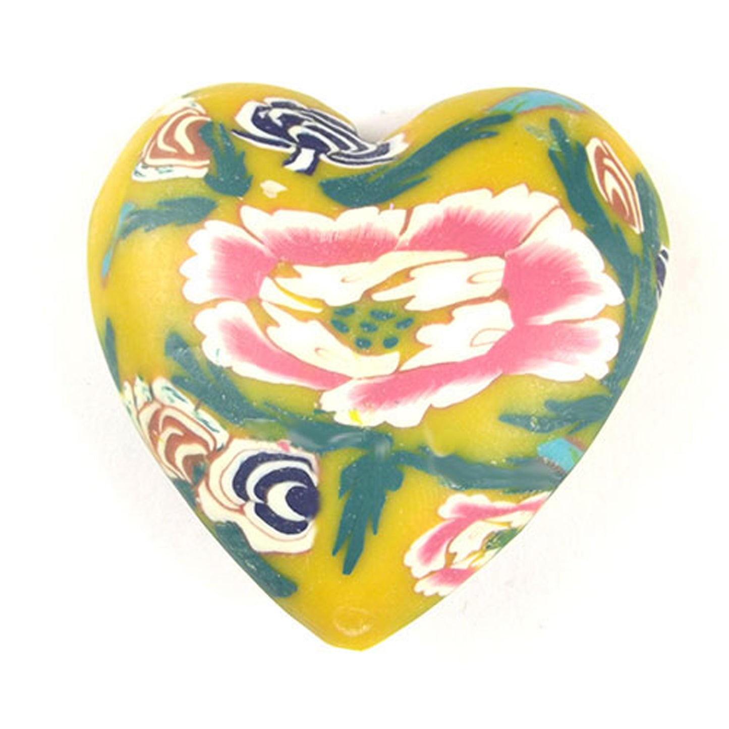 4 x Floral heart 5cm polymer clay beads