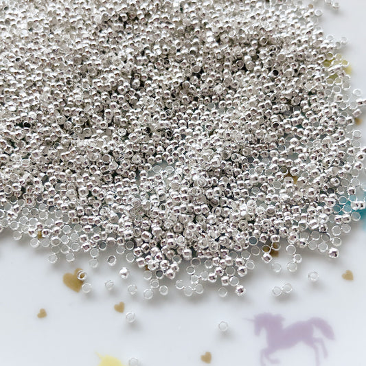 100 2mm silver colour crimp beads