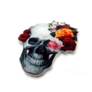 Rose skull printed charm, 4.5cm