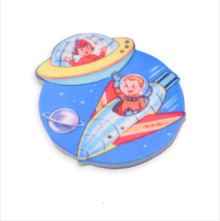 Spaceships printed charm, 6cm large