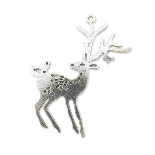 Large stag silver colour charm