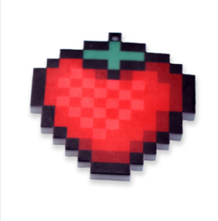 Pixel strawberry printed charm, 4.5cm